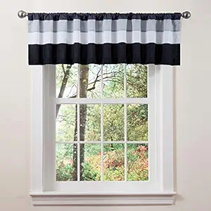 Triangle Home Fashions 19341 Lush Decor Iman Valance, White/Black