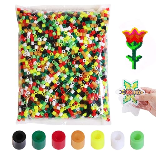 Cuentas para Planchar Aprox. 1000 Piezas, Cuentas Planchar con 7 Colores, 5 mm para Hama Beads en Una Mezcla de Colores Sólidos, Diversión Creativa para Pequeños y Mayores