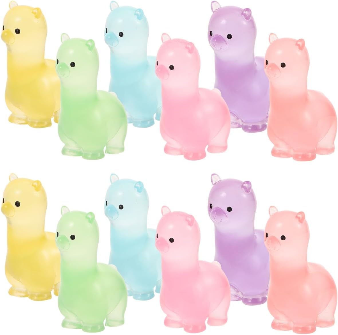 Niltracy 12pcs Resin Alpaca Figurines 1.7'' Glow in The Dark Alpaca Ornaments, Luminous Llamas to Hide for Micro Landscape Fairy Garden Decoration (2.5x6.5cm)