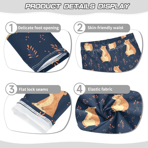 Leaf Capybara Animals Girls Casual Leggings for Kids Printed Long Pant Bottoms Stretch and Soft3