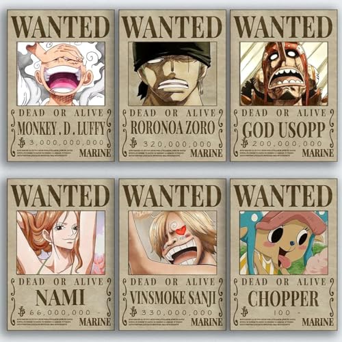 Image of OUTFITQUE Anime Style Wanted Posters Set of 10 | Vintage Bounty Wall Posters | Premium 300 GSM HD Print | Room Decor for Bedroom, Living Room, Cafe | Unframed Wall Art Collection (8x10 Inch)