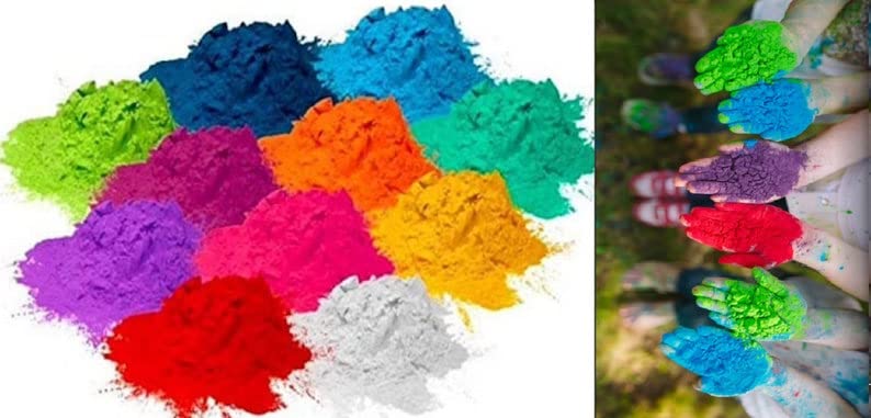 100Grm - (3.5oz) Gulal Holi Powder Color Festival Colors UN Run Photography Backyard Fun Birthday Party Color Wars Chalk, Holi Paint Assorted 10 Color