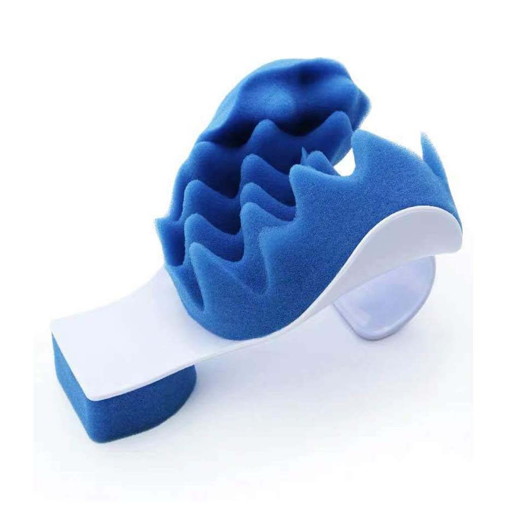 LHK Chiropractic Pillow, Neck Shoulder Relaxer Revitalizer, Cervical Spine Alignment Stretch Traction Support Device, for Pain Relief Management[Blue]