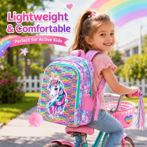 Image of 16 inch Backpack for Girls Boys 4-8, 3Pcs Kids Bookbag Set with Lunch Box, School Bag for Preschool Kindergarten