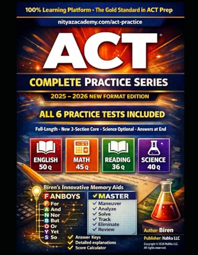 ACT Complete Practice Series: 6 Full-Length Practice Tests for the 2025–2026 New ACT Format (Core...