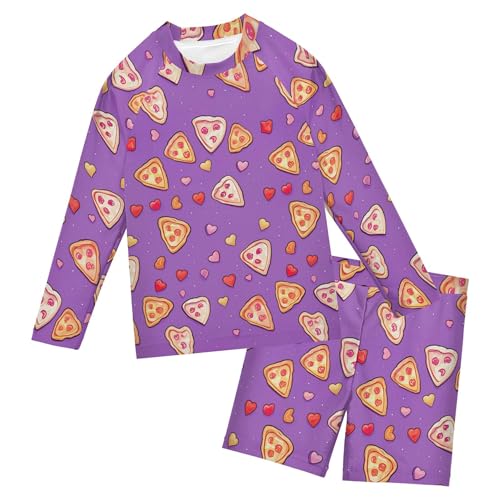 Pizza Food Toddler and Baby Boys' 2-Piece Swimsuit Trunk, Long Sleeve Rashguard Bathing Suit B0403753