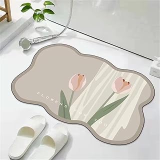 さわやか 花柄 バスマット 50ｘ80cm 玄関マット キッチンマット風呂マット速乾 調湿 吸水性テッククロス ファイバ キッチンマット 滑り止め 浴室 洗面所ペット用 屋内 室内北欧マット浴室足ふきマット A3