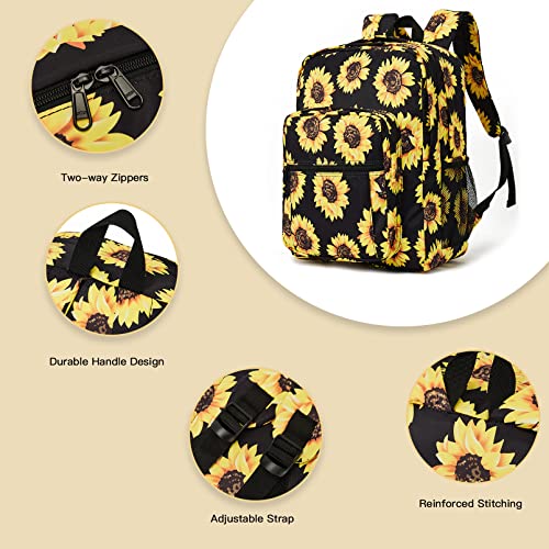 Telena School Backpack For Teen Girls Boys Lightweight Bookbag Backpack For Middle & High School With Bottle Side Pocket, Sunflower Backpack #TOP4