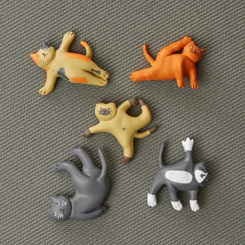 Set de cinco iman Kikkerland gato yoga decorativo miniatura 2