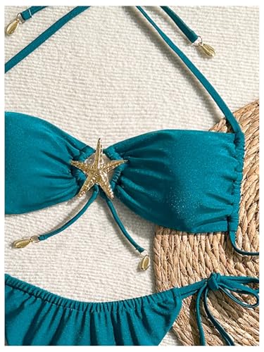 Milumia Women's 2 Piece Bikini Set Halter Tie String Thong Bathing Suits3