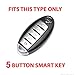 Dobrev ® Black 5 Buttons Genuine Leather Case Protector Key Fob Smart Car Remote Key for Nissan Altima Maxima Sedan Pathfinder (Black)