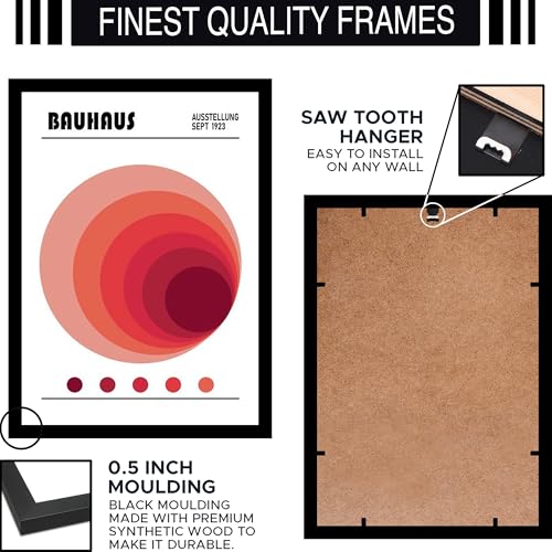Image of BLINKART Vintage Bauhaus Retro Geometric Aesthetic Poster Gallery | Colorful Wrap Framed For Home Office Studio Living Room Modern Art Studio Decoration Abstract Shapes | (d67) | 13x10 Inch
