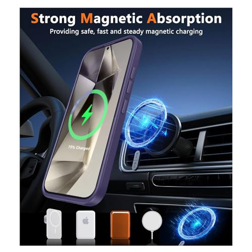 Image of SIZUKA Samsung S24 Ultra Magsafe Hard Back Case | Matte Design & 360 Protection | Military-Grade Galaxy S24 Ultra Cover | Strong Magnet Back - Purple