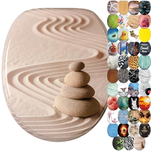 Sanilo Abattant WC frein de chute, Grande sélection de lunettes de toilette avec abaissement automatique, Fixation facile (Zen)