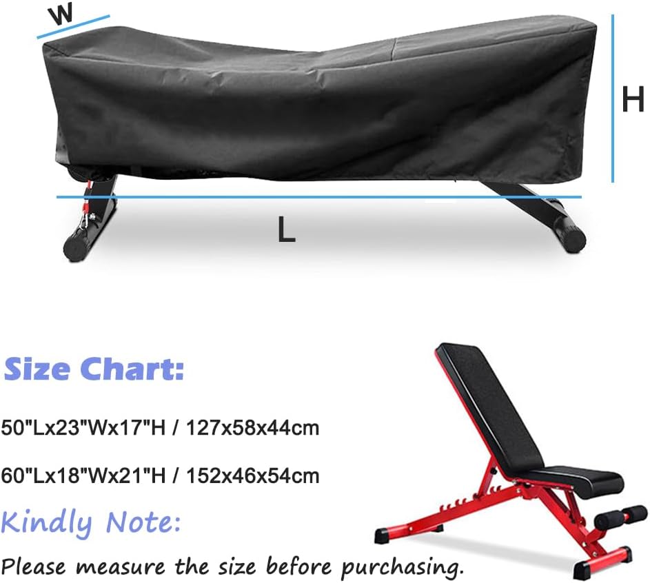 Sit-up Board Cover Adjustable Weight Bench Waterproof Cover Outdoor Indoor Exercise Workout Bench Protective Cover with Drawstring for Weight Bench, Weight Chair, Fitness Bench (60"Lx18"Wx21"H)