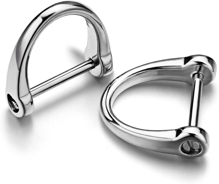 3 pairs D shape key ring with Screw Shackle for Car Key Leather Craft Purse Keychain Ring Horseshoe shape 3 colors Black Silver Gold