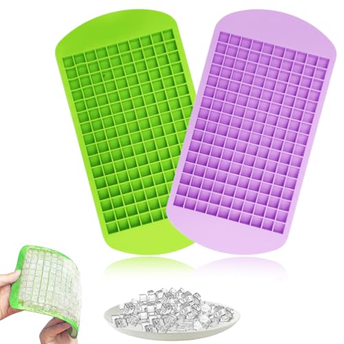 EAVUYIS 2PCS Bac à Glaçons en Silicone,160 Blocs Glaçons Bacs à Glaçons Carrés pour 160 Mini-Glaçons, Gelée, Lait, Jus Cocktails, Whisky,