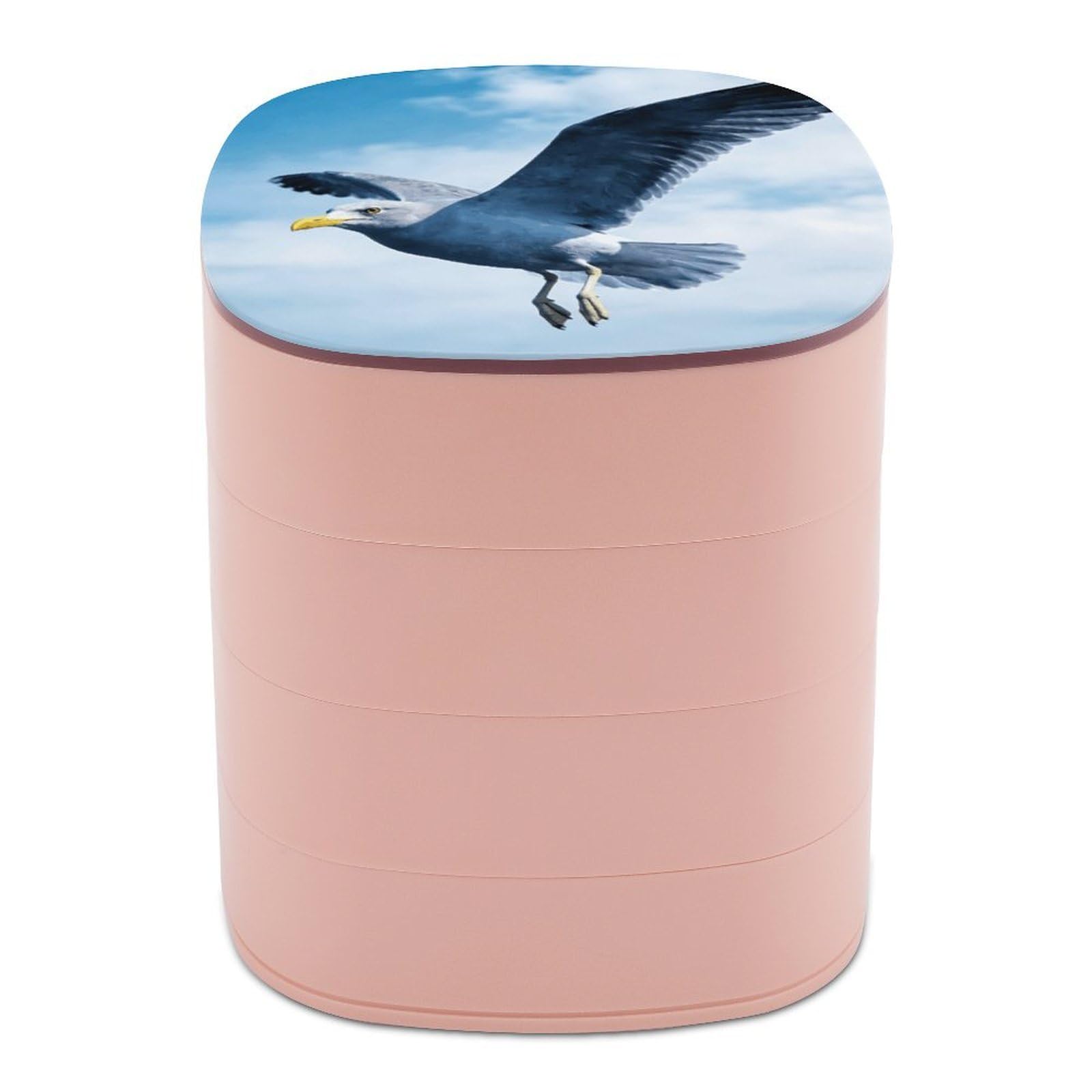 LZQPOEAS Seagull Jewelry Box Women Jewelry Organizer Travel Jewelry Case Cute Necklace Ring Storage Organizer 4-Layer Rotating Jewelry Tray Case with Mirror for Bracelets
