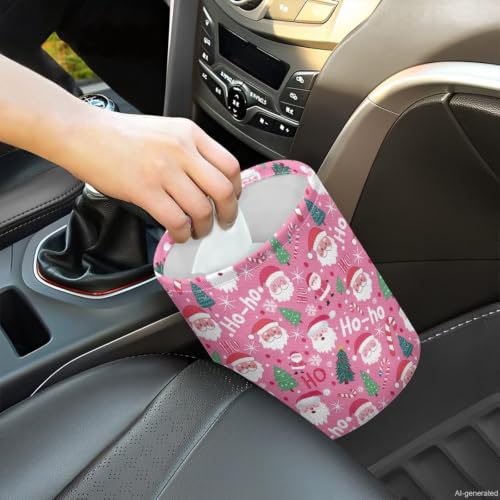 Image of Christmas Santa Claus Tree Car Trash Can Collapsible Hanging Car Trash Bin Cute Universal Car Interior Accessories for Cars SUV Trucks