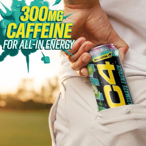 Image of C4 Ultimate Energy Drink, 300mg Caffeine, Zero Sugar, High-Performance Energy for Pre-Workout, Endurance, and Focus, Tropical Tundra Frost, 16oz (Pack of 12)