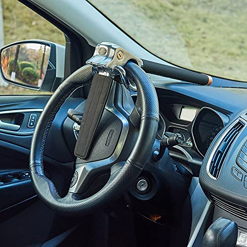 Blueshyhall Car Steering Wheel Lock, Anti-Theft Locking Devices Safety Hammer with 2 Keys, Universal for Auto Car Vehicle Truck SUV, Black