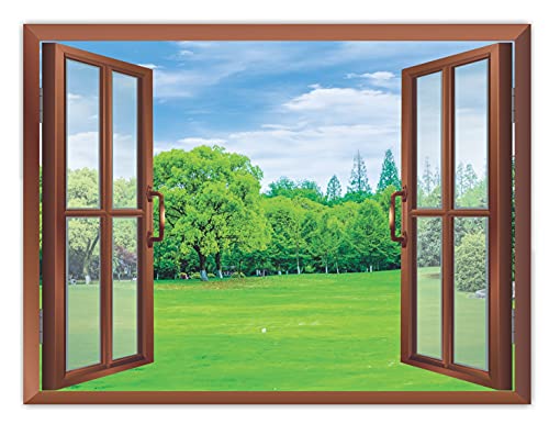 Image of CVANU Attractive View of Green pairies in a Sunny Day Removable Faux Window Wall Sticker /Decals for Living Room etc Cv 40