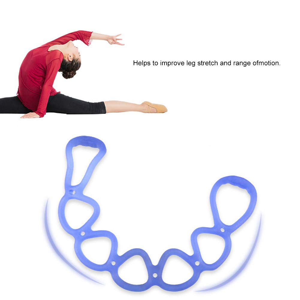 7-Loch Fitness Yoga Seil Band Bein Stretch Gürtel Zugseil Muskelkrafttraining Yoga Body Fitness Stretching Elastic Flexible Spannung(Blau)