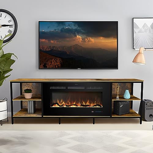 Kentsky Fireplace TV Stand with 36" Electric Fireplace, 70" Industrial