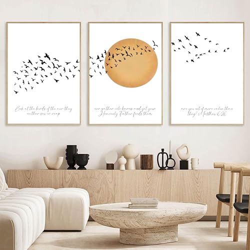 Lot de 3 impressions sur toile avec verset de la Bible - Décoration murale chrétienne - 40,6 x 61 cm - Sans cadre