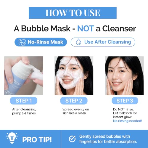 Image of Hyaluronic Acid Bubble Skincare Serum - Micro Bubble Mask Treatment | No Rinse 15 Seconds Korean Skincare, Contains Niacinamide & Hyaluronic Acid