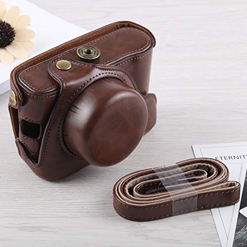 Étui de caméra pour Fujifilm X100F housse protection cuir PU café avec sangle