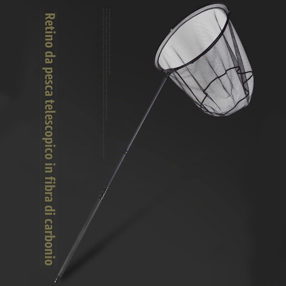 SPORTARC Rete da Pesca Portatile in Fibra di Carbonio - Manico Lungo Telescopico, Rete di Atterraggio, Canna da Pesca Pieghevole