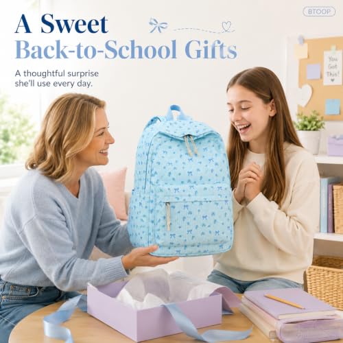Image of BTOOP School Backpack for Teens Large Cute Bookbag Lightweight 15.6 inch Laptop Bag for Girls Women Casual High School College