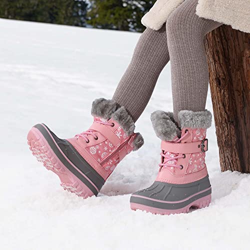 Dream Pairs Girls Boys Snow Boots Waterproof Outdoor Warm Cozy Anti-Slip Mid Calf Faux Fur Lining Winter Shoes For Little/Big Kids,Size 1 Little Kid,Pink,Kriver-3 thumb #4