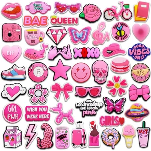 50Piezas Rosa Zapatos Encanto Accesorios,Decoración De Zapatos,Sandalias De Zuecos Pins Decorativos,Accesorios De Calzado Personalizados,Bonitos Colgantes De Moda Zapato,Para Hombres,Mujeres,Niños