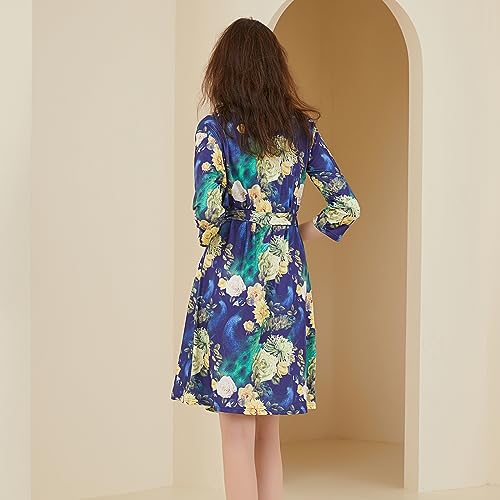 Image of Galabloomer Maternity Robe and Baby Receiving Blanket, Matching Mommy Labor Delivery Robe and Swaddle Set (s, peacock)