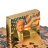 SW Donald Trump Playing Cards - Gold Plated Playing Cards Gold Plated Deck of Waterproof Poker Cards for Game for Table Games Good Gift for Friends, Men, Boyfriends