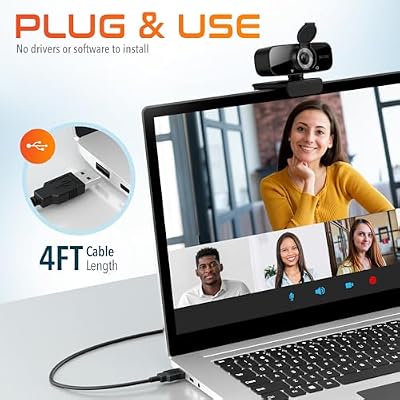 Delton Wireless Headset with 1080p Webcam, Single-Ear Bluetooth Computer Headset with Charging Case, Noise Canceling Mic, USB Dongle for PC/Laptop/Smartphone, Compatible with All Meeting Apps - Black