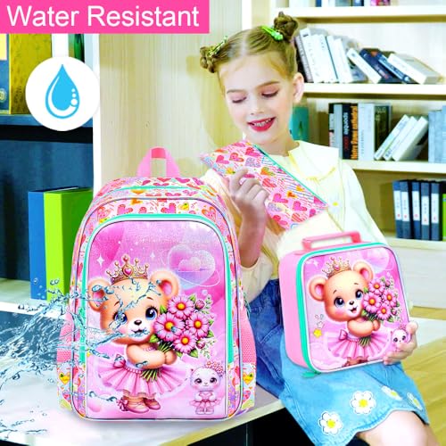 Image of WZLVO 3PCS Kids Backpack for Girls, Unicorn Dinosaur Animal Prechool Elementary Kindergarten School Bookbag with Lunch Box