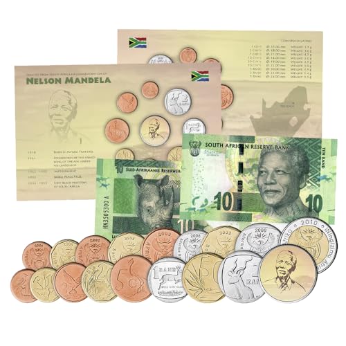 Nelson Mandela South Africa Rand Coin and Note Set - 1 Note and 9 Coins
