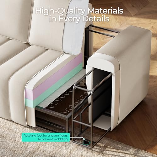 LINSY HOME Oversized Modular Sectional Sofa Chair, Deep Seat Upholstered Armchair with Anti Cat Stretch Fabric and Metal Frame, Modern Single Sofa for Living Room Bedroom Apartment Reading Room, Beige by LINSY HOME - Image 6