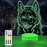 YILIUBA Wolf Lights, 3D LED Illusion Wolf Lamp, Night Light Kid’s Room, LED Wolves Décor Lamp and...