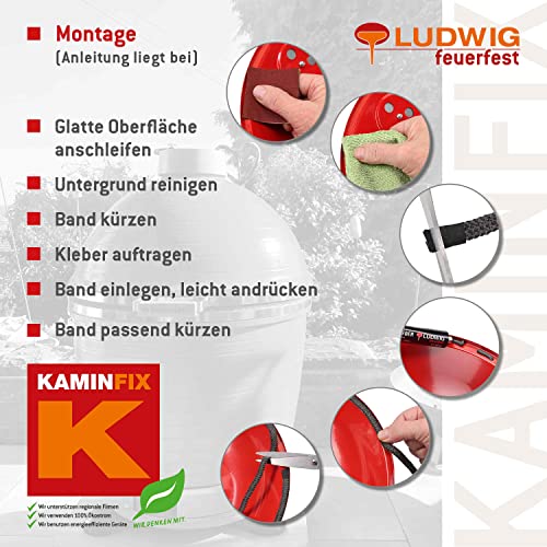 Kaminfix Feuerfestes Dichtungsband 3m inkl. Kleber in verschiedenen Varianten. Made in Germany. Profi Qualität (20x3mm)