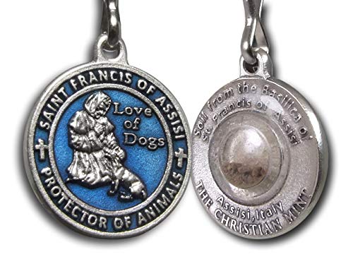 The Christian Mint, LLC St. Francis of Assisi Enameled Pet Medal with Capsule of Assisi Soil (Blue)