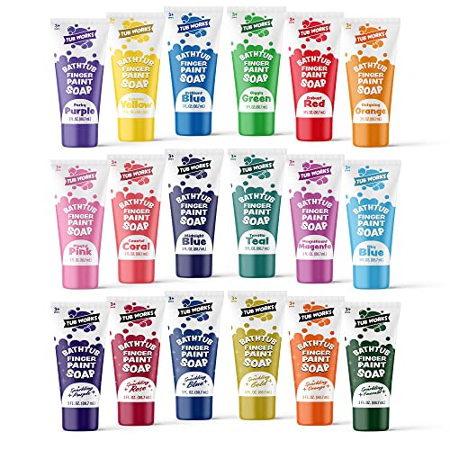 Tub Works Bathtub Finger Paint Soap, 18 Pack | Non-Toxic, Washable Bath Paint For Toddlers & Kids | Ideal Toddler Bath Toys For Creative Play | Easy-To-Clean Bath Colors For Kids Bath #TOP5