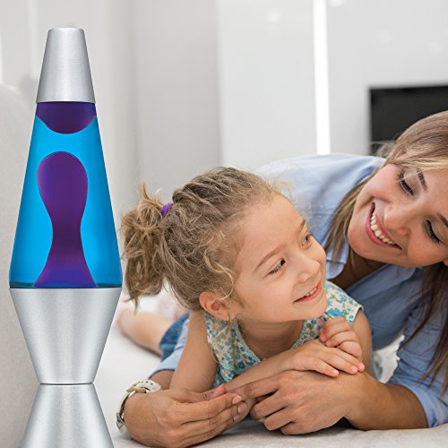 14.5-Inch Silver Base Lava Lamp With Purple Wax In Blue Liquid - 2118 #TOP3