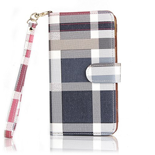 ACO-UINT iPhone 6s Wallet Case,iPhone 6 Wallet Case,Classic Plaid Pattern PU Leather Wallet Case,Folio Flip Plaid Cover Strap Case for iPhone 6/6s