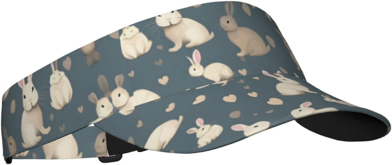 Rabbit Background Print Sports Sun Visor Men Women Lightweight Cooling Stretchy Visor Hat for Running, Tennis, Golf Black