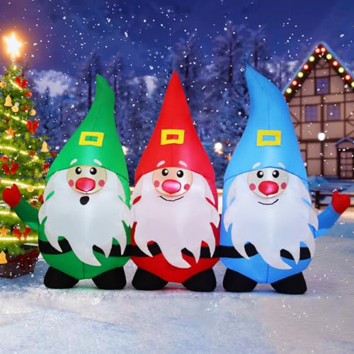 GOOSH 7.5 FT Long Christmas Inflatable Gnomes Outdoor...