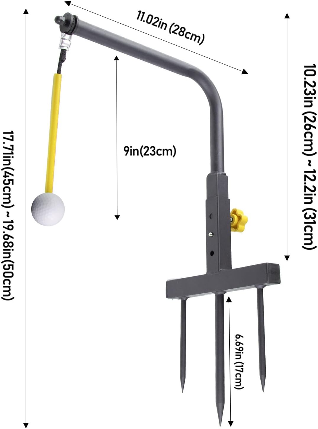 Golf Swing Training Aid - Adjustable Height Simulator Alignment Stand | Golf Trainer Practice - for Garden Outdoor Men Golfers Game Golfing